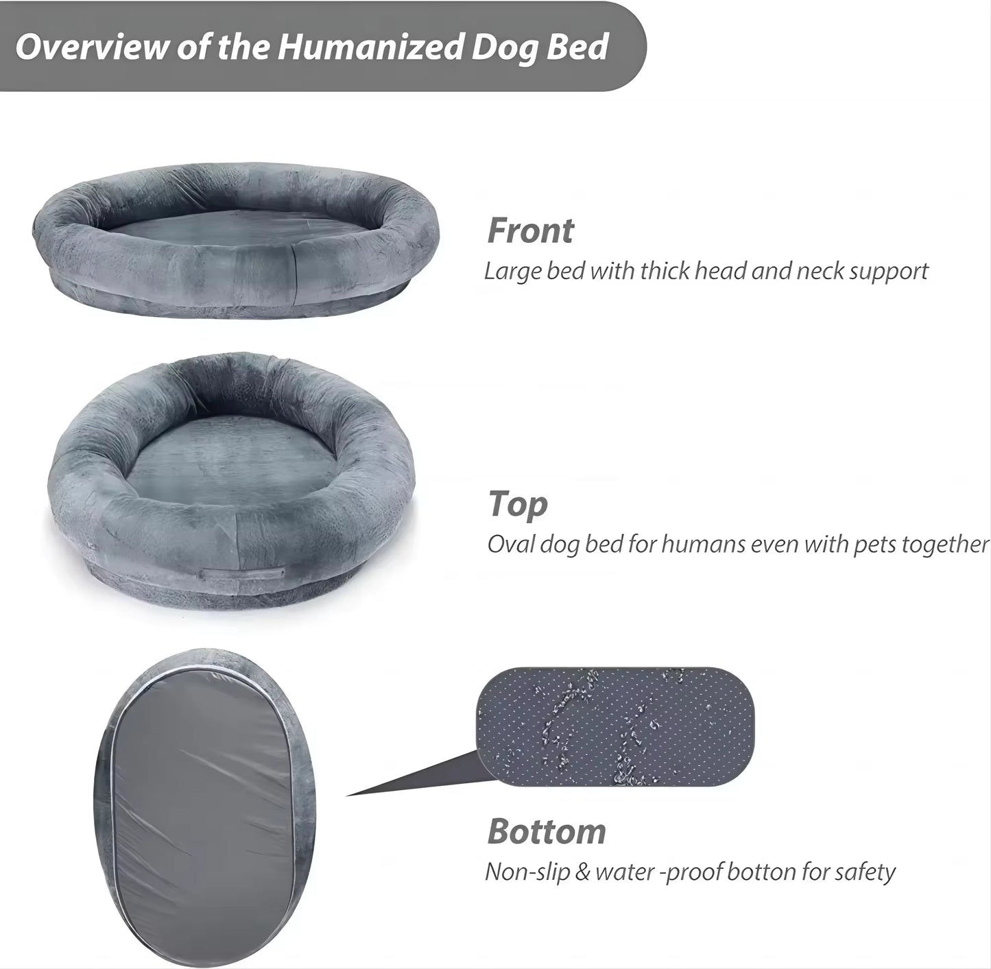 Adult Luxury Human Dog Bed Human Dog Bed with Human and Pet Dog Size Blankets, Washable Covers