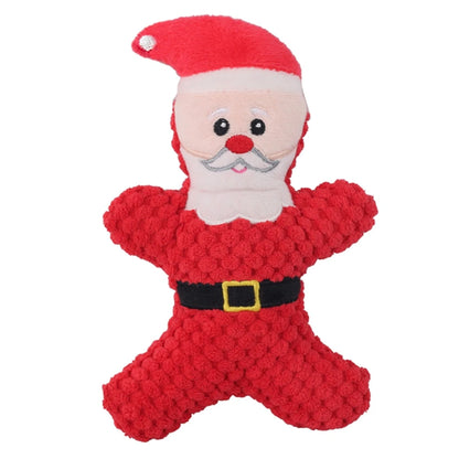 Plush Pet Christmas Dog Toys for Small Large Dogs Chewing Toy Santa Elk Gingerbread Man Donut Plush Squeaky Chew Tooth Toys