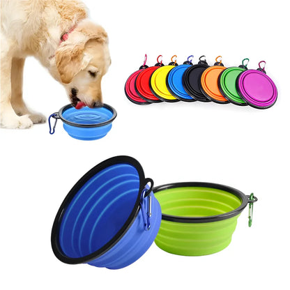 Pet Dog Collapsible Bowl Folding 350Ml Silicone Bowl Outdoor Travel Portable Puppy Food Container Feeder Dish Bowl Pet Dog Bowls