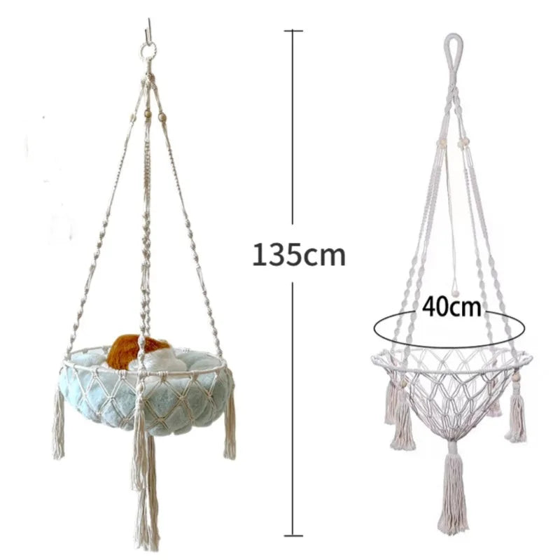 New Pet Hammock Cat Swing Hand Woven Cotton Rope Cats Hanging Basket Kitten Hanging String Den Indoor Pend Nest Pets Supplies